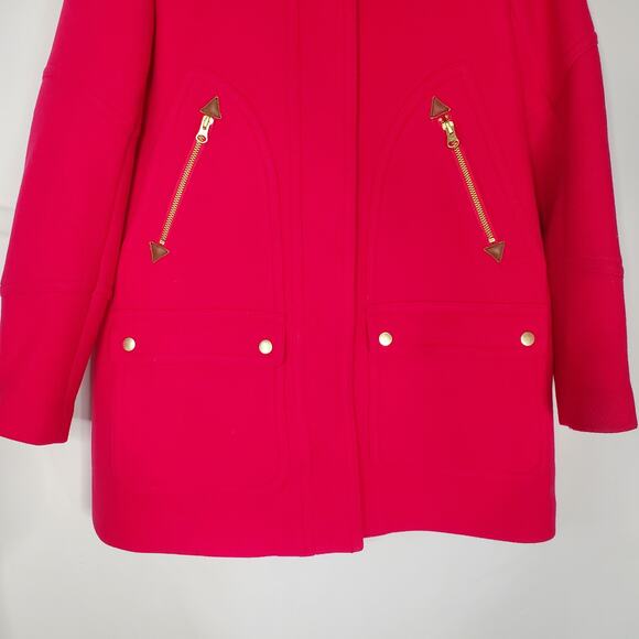 J Crew Petite Chateau Parka Coat Italian Stadium Cloth Wool Bright Pink 4P - Picture 4 of 10